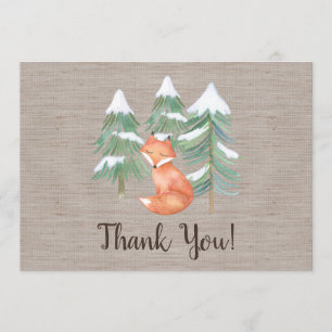 Winter Woodland Fox Thank You Card