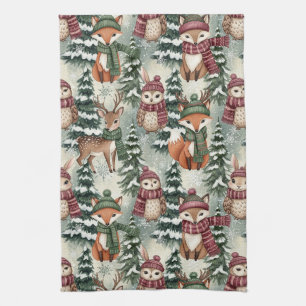 Winter Woodland Friends – Cute Animals (1) Kitchen Towel