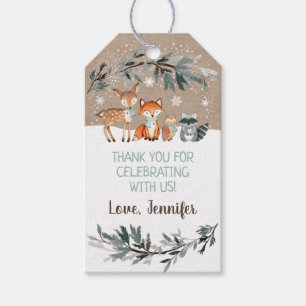 Winter Woodland Greenery Baby Shower Gift Tags