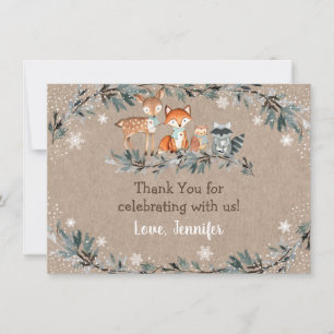 Winter Woodland Greenery Baby Shower Thank You Card