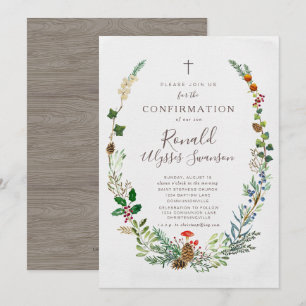 Winter Woodland Greenery Confirmation Invitation