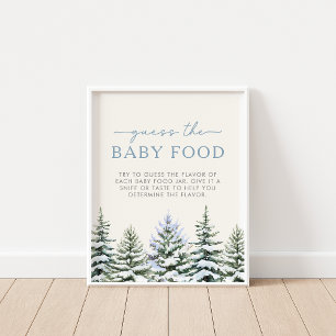 Winter Woodland Guess the Baby Food Game Sign