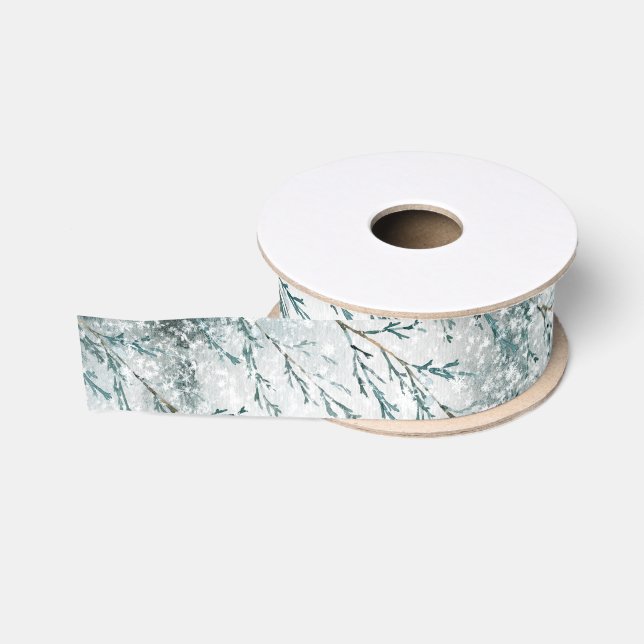 Winter Woodland Icy Snow Storm Grosgrain Ribbon (Spool)