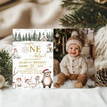 Winter Woodland Onederland 1st Birthday Photo Invitation<br><div class="desc">Celebrate a first birthday with the magic of a winter forest using our Winter Woodland "Onederland" 1st Birthday Photo Invitation! This enchanting invitation features a cozy gathering of woodland animals—bears, foxes, deer, and hedgehogs—all dressed in festive hats, surrounded by snow-covered trees and gentle snowfall. A special spot highlights a favourite...</div>