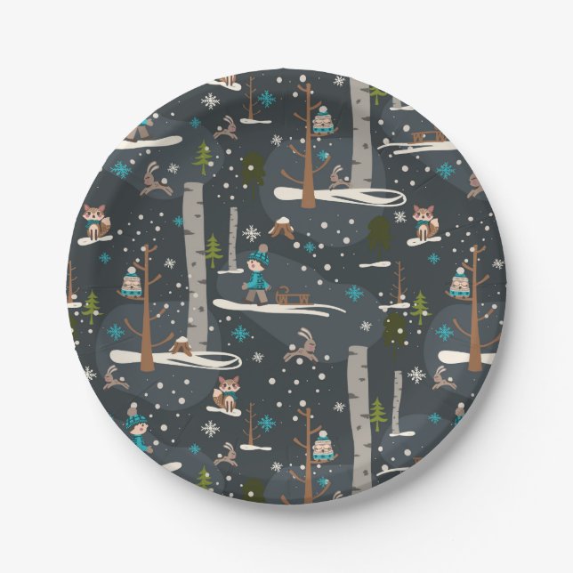 Winter Woodland Paper Plate (Front)
