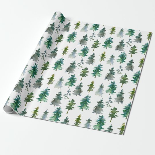 Winter Woodland Pine Tree Pattern Wrapping Paper | Zazzle.ca