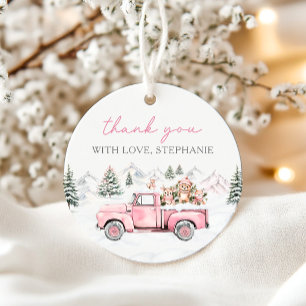 Winter Woodland Pink Favour Tags