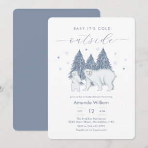Winter Woodland Polar Bear Baby Shower Invitation