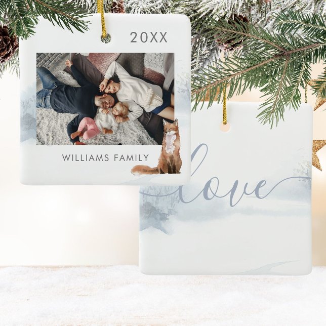 Winter Woodland Scene Fox Photo Ceramic Ornament (Winter Woodland Scene Fox Photo Ceramic Ornament)