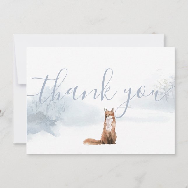 Winter Woodland Scene Fox Thank You (Front)