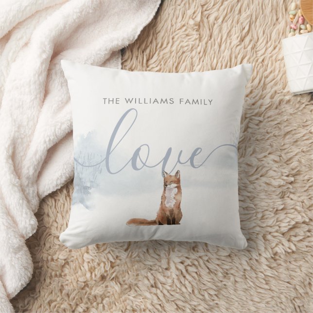 Winter Woodland Scene Fox Throw Pillow (Blanket)