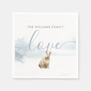 Winter Woodland Scene Hare Christmas Holiday Napkin