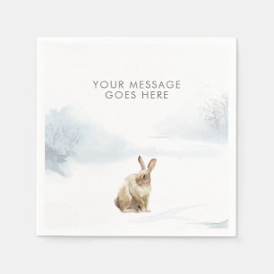 Winter Woodland Scene Hare Napkin