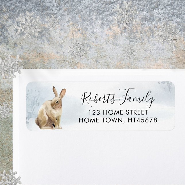 Winter Woodland Scene Rabbit Hare (Winter Woodland Scene Rabbit Hare Label)