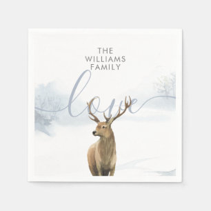 Winter Woodland Scene Stag Napkin