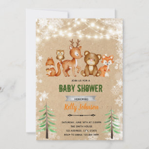 Winter woodland shower invitation