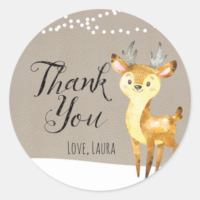Winter Woodland Thank You Stickers (Front)