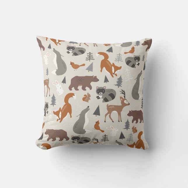 Winter Woodland Throw Pillow (Front)