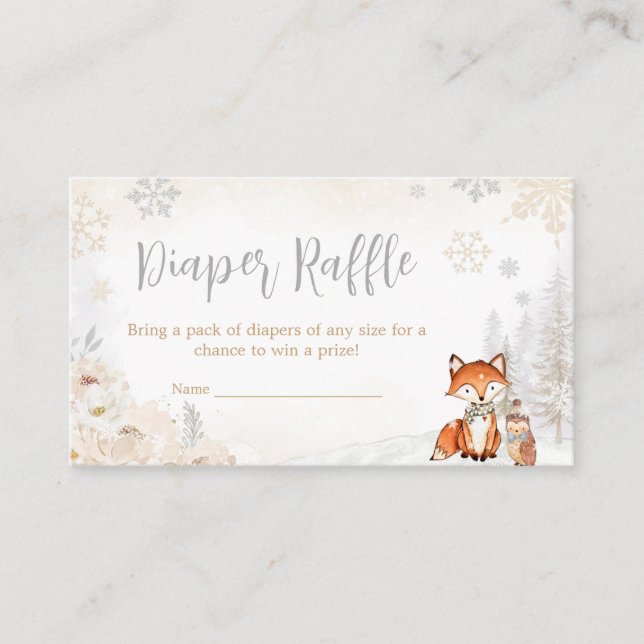 Winter Woodland Truck Baby Shower Diaper Raffle Enclosure Card (Front)