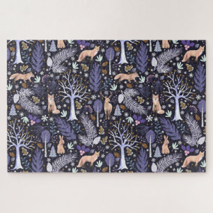 Winter Woodland Violet/Gold ID785 Jigsaw Puzzle
