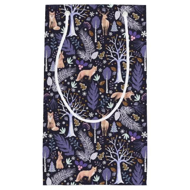 Winter Woodland Violet/Gold ID785 Small Gift Bag (Front)