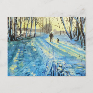 Winter woodland walk "The two of us" Postcard