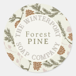 Winter Woods Pine Bough and Cone Soap Label