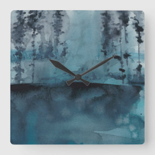 Winter Woods Square Wall Clock
