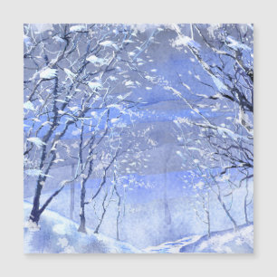 Winter Woods Watercolor Painting Magnetic Card