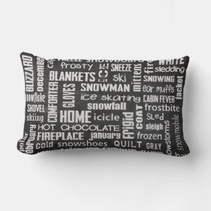 Winter Word Cloud on chalkboard Lumbar Pillow