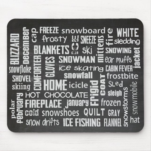 Winter Word Collage Mouse Pad (Front)