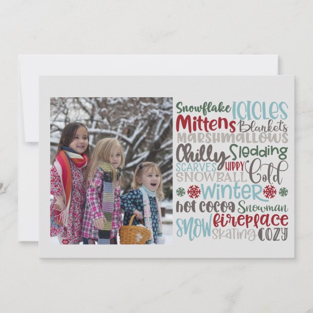Winter Words Subway Art Photo Holiday Card (Front)