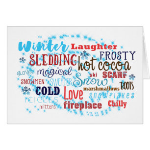 Winter Words Typography Wording Fun Cute Card