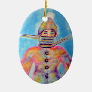 "Winter Wrapping" Art Ceramic Ornament