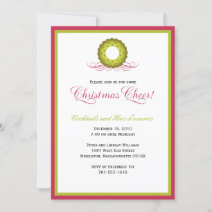 Winter Wreath and Berries   Holiday Invitation