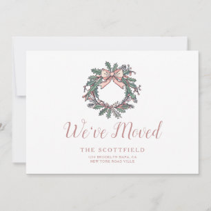 Winter Wreath and Snowman New Home Holiday Card