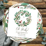 Winter Wreath Berry Christmas Baby Shower Napkin<br><div class="desc">Botanical Winter Watercolor Wreath Berry forest bird Christmas themed baby Shower. 
Great for Winter season. Let's build something unique for your baby shower party! Custom,  personalized,  editable download,  watercolor,  winter,  green,  red,  berries,  wreath,  Christmas,  holiday. whimsical illustration</div>