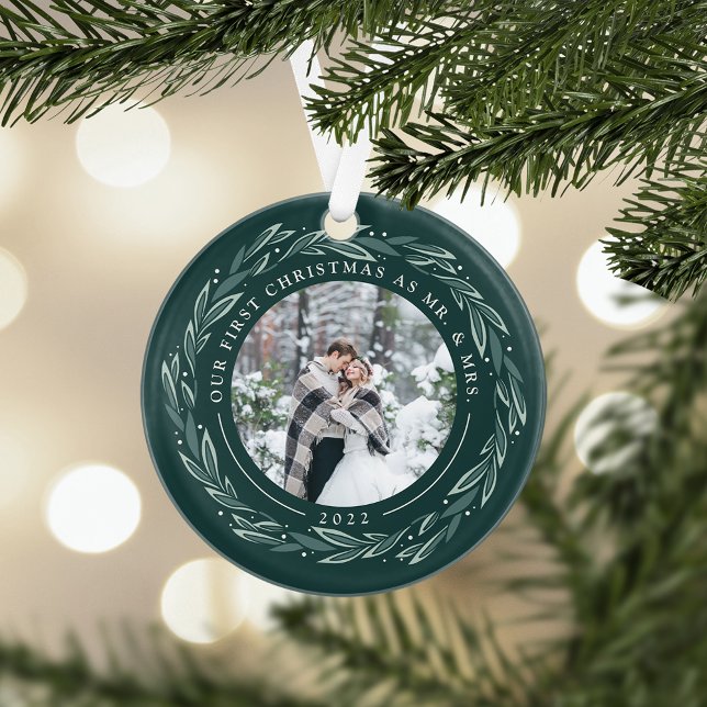 Winter Wreath | First Married Christmas Photo Ornament (Creator Uploaded)