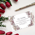 Winter Wreath Floral Wedding Website | Scarlet Red Enclosure Card<br><div class="desc">Winter watercolor scarlet red berries on vine wreath on white background with personal templates in centre,  created for you,  and dark maroon on back.</div>