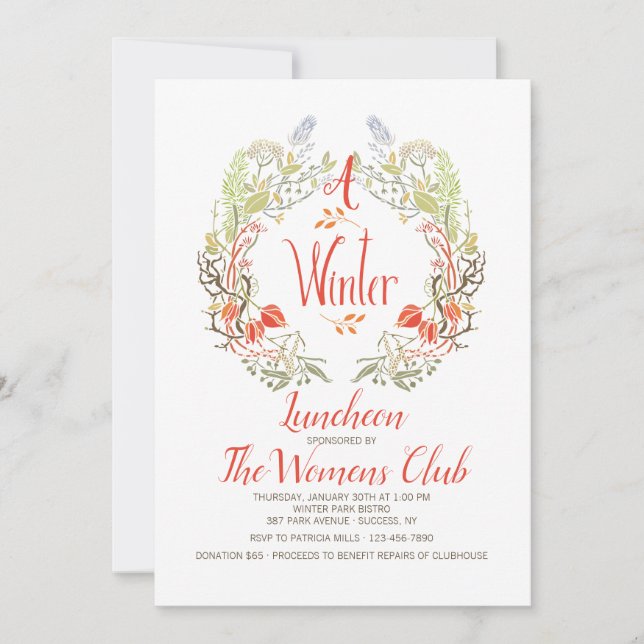 Winter Wreath Invitation (Front)