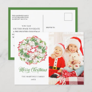 Winter Wreath Photo Christmas Holiday Postcard