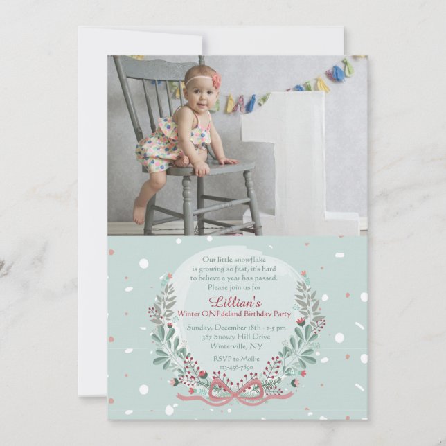 Winter Wreath Photo Invitation (Front)