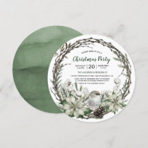 Winter Wreath Poinsettia & Bird Christmas