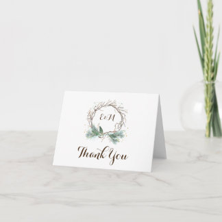 Winter Wreath Rustic Wedding Thank You Card