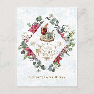 Winter Wreath Script Wish You A Merry Christmas Postcard