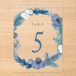 winter wreath table number five sign