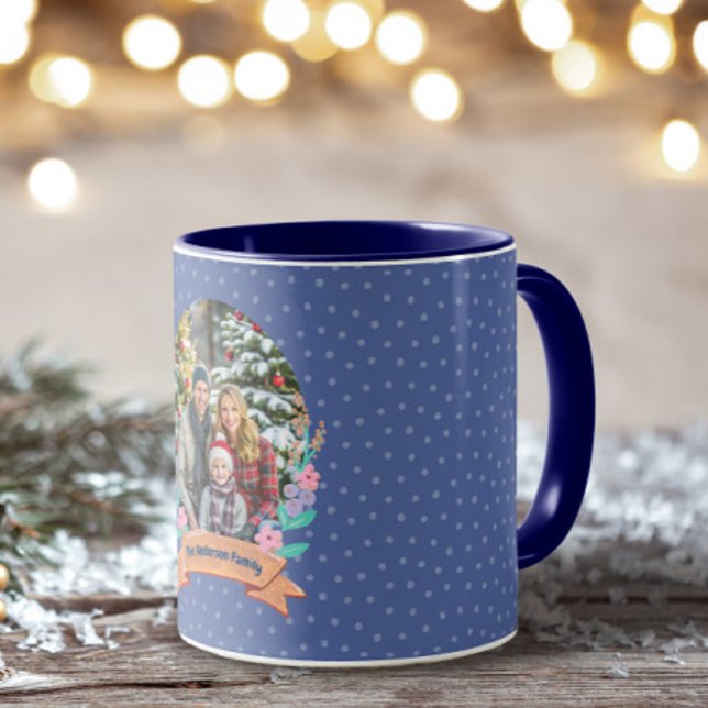 Winter Wreath Violet Blue Photo Christmas Mug (Creator Uploaded)