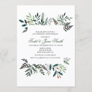 Winter Wreath Wedding Anniversary Invitation