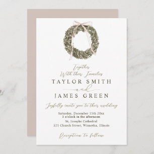 Winter wreath wedding Invitation