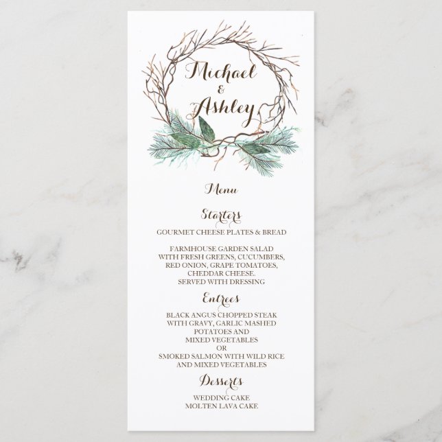 Winter Wreath Wedding Menu (Front)